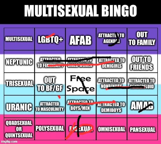 Multisexual bingo | image tagged in multisexual bingo | made w/ Imgflip meme maker