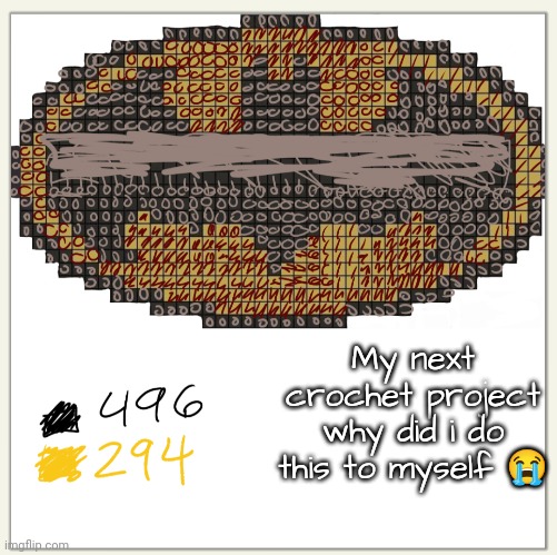 At least im using small granny squares | My next crochet project why did i do this to myself 😭 | made w/ Imgflip meme maker