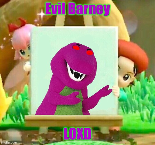 Evil Barney LOXD | Evil Barney; LOXD | image tagged in kirby star allies meme,barney | made w/ Imgflip meme maker