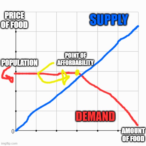 AMOUNT OF FOOD PRICE OF FOOD POINT OF AFFORDABILITY SUPPLY DEMAND POPULATION | made w/ Imgflip meme maker