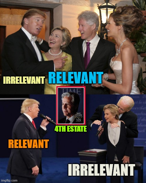 No Debate necessary, when we Can't Keep The Republic | IRRELEVANT; RELEVANT; 4TH ESTATE; RELEVANT; IRRELEVANT | image tagged in clinton trump debate,marxism,globalism,republican national convention,democratic convention,presidential election | made w/ Imgflip meme maker