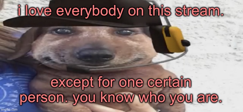 chucklenuts | i love everybody on this stream. except for one certain person. you know who you are. | image tagged in chucklenuts | made w/ Imgflip meme maker