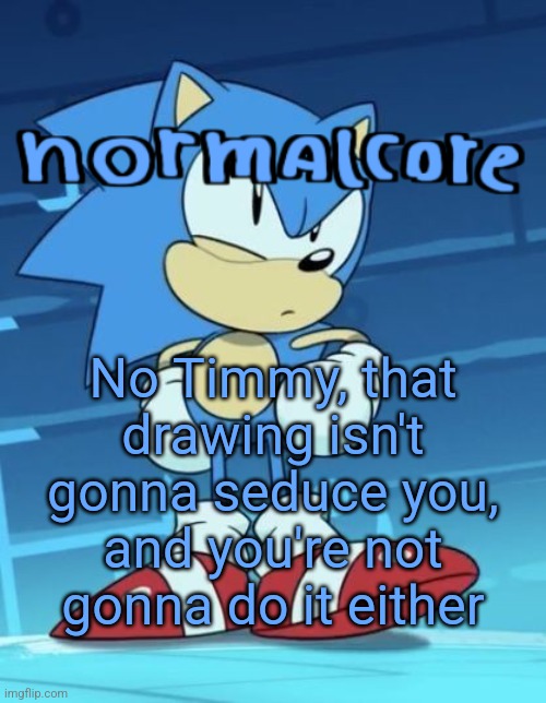 Random sonic template | No Timmy, that drawing isn't gonna seduce you, and you're not gonna do it either | image tagged in random sonic template | made w/ Imgflip meme maker