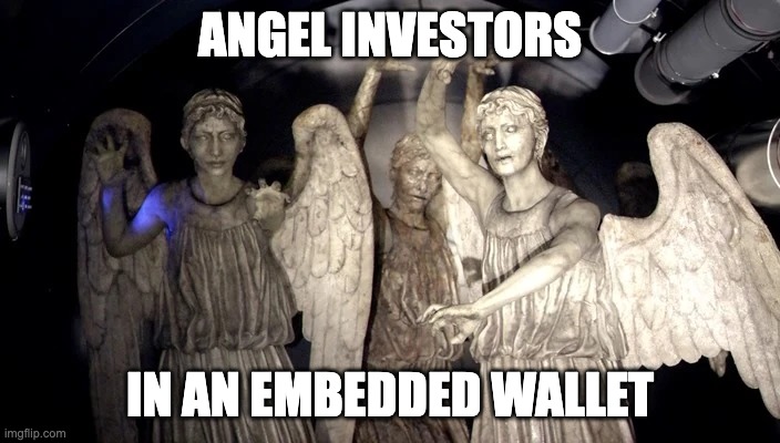 account abstraction | ANGEL INVESTORS; IN AN EMBEDDED WALLET | image tagged in ethereum | made w/ Imgflip meme maker