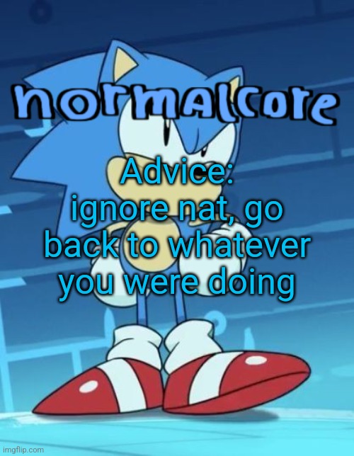 Random sonic template | Advice: ignore nat, go back to whatever you were doing | image tagged in random sonic template | made w/ Imgflip meme maker