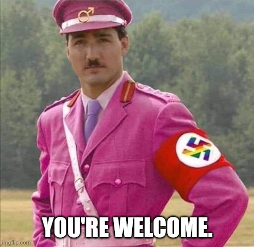 Justin Pierre James Trudeau Canada Prime Minister Dictator | YOU'RE WELCOME. | image tagged in justin pierre james trudeau canada prime minister dictator | made w/ Imgflip meme maker