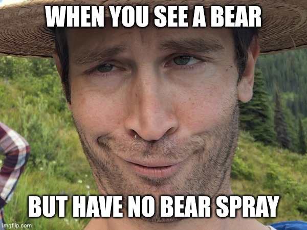 Bear or Man | WHEN YOU SEE A BEAR; BUT HAVE NO BEAR SPRAY | image tagged in bear | made w/ Imgflip meme maker