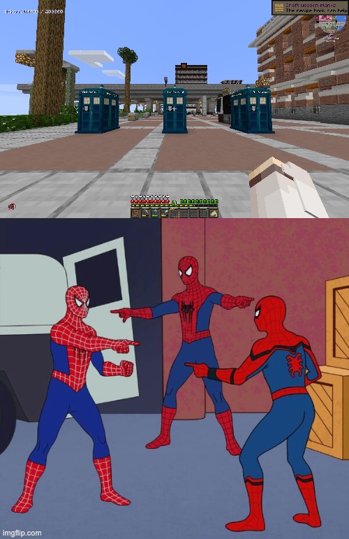 Tardises | image tagged in spider man triple | made w/ Imgflip meme maker