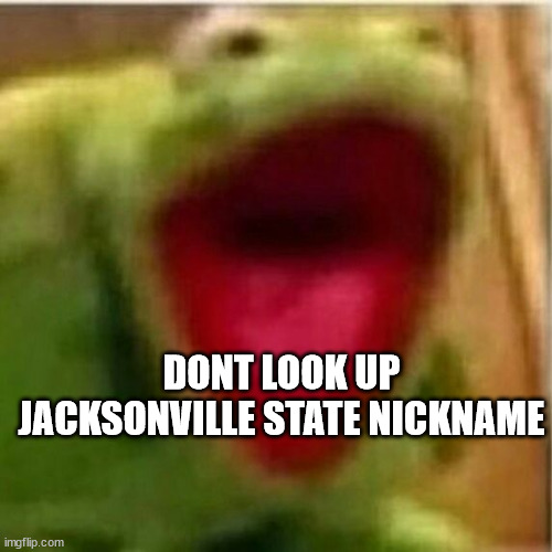 hell nah | DONT LOOK UP JACKSONVILLE STATE NICKNAME | image tagged in ahhhhhhhhhhhhh | made w/ Imgflip meme maker