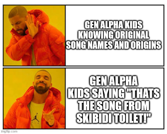 everybody wants to rule the world | GEN ALPHA KIDS KNOWING ORIGINAL SONG NAMES AND ORIGINS; GEN ALPHA KIDS SAYING "THATS THE SONG FROM SKIBIDI TOILET!" | image tagged in no - yes | made w/ Imgflip meme maker