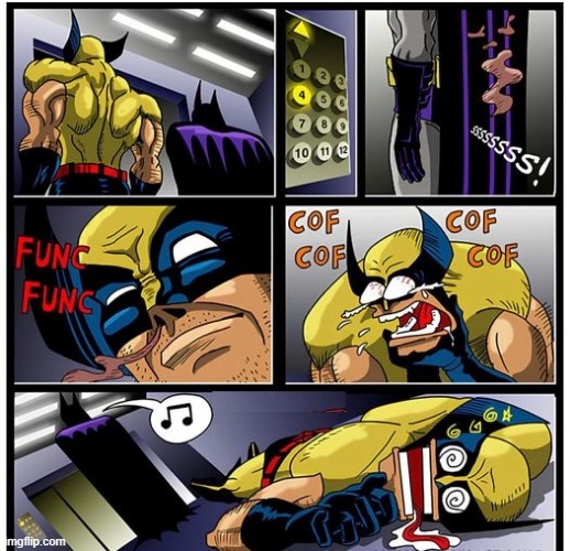 Guess Wolverine isn't Immune to Gas | image tagged in batman,wolverine | made w/ Imgflip meme maker