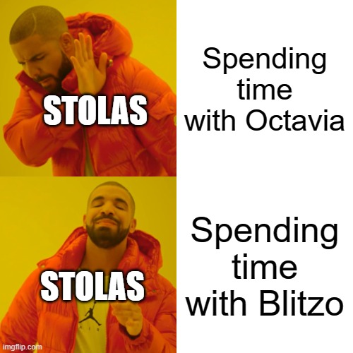 Stolas is a bad father: | Spending time with Octavia; STOLAS; Spending time with Blitzo; STOLAS | image tagged in memes,drake hotline bling,stolas sucks,helluva boss | made w/ Imgflip meme maker