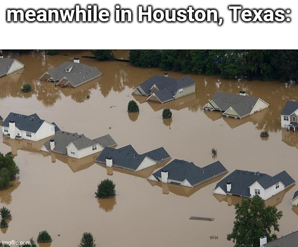 cringe | meanwhile in Houston, Texas: | image tagged in flood | made w/ Imgflip meme maker