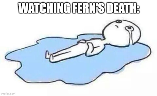 Person Crying | WATCHING FERN'S DEATH: | image tagged in person crying,adventure time,grass,finn | made w/ Imgflip meme maker