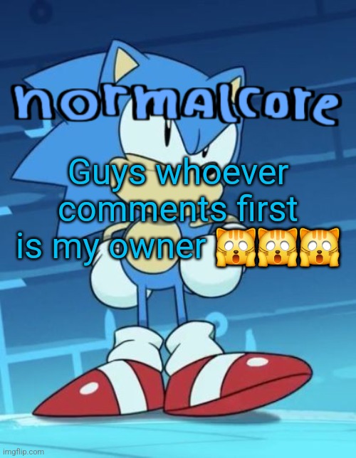 Random sonic template | Guys whoever comments first is my owner 🙀🙀🙀 | image tagged in random sonic template | made w/ Imgflip meme maker