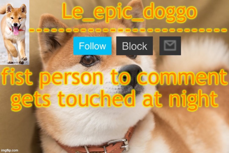 epic doggo's temp back in old fashion | fist person to comment gets touched at night | image tagged in epic doggo's temp back in old fashion | made w/ Imgflip meme maker