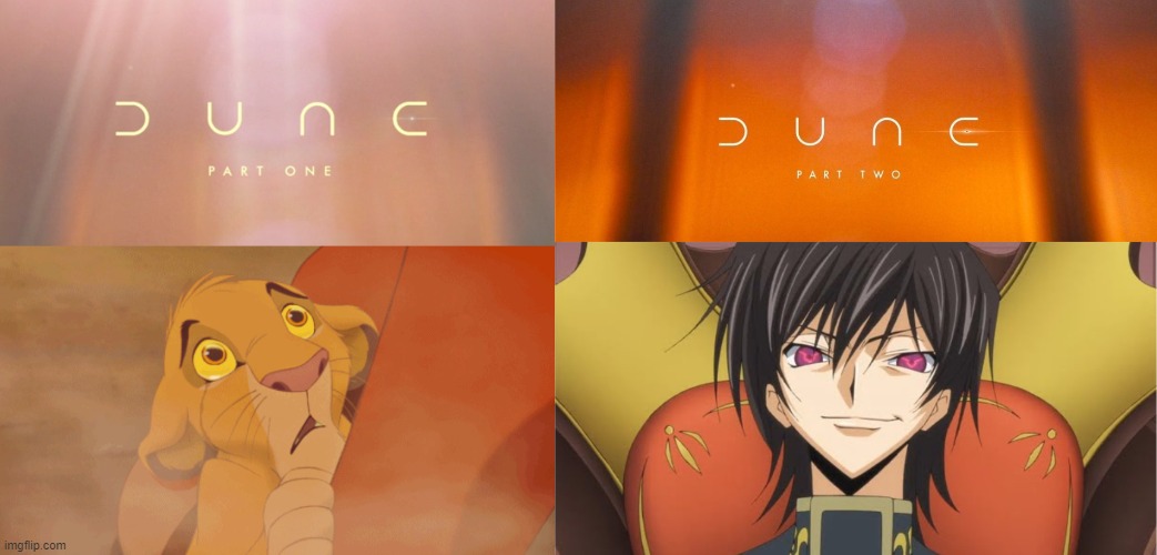 Paul Arteries Character Arc In A Nutshell | image tagged in dune,the lion king,code geass | made w/ Imgflip meme maker
