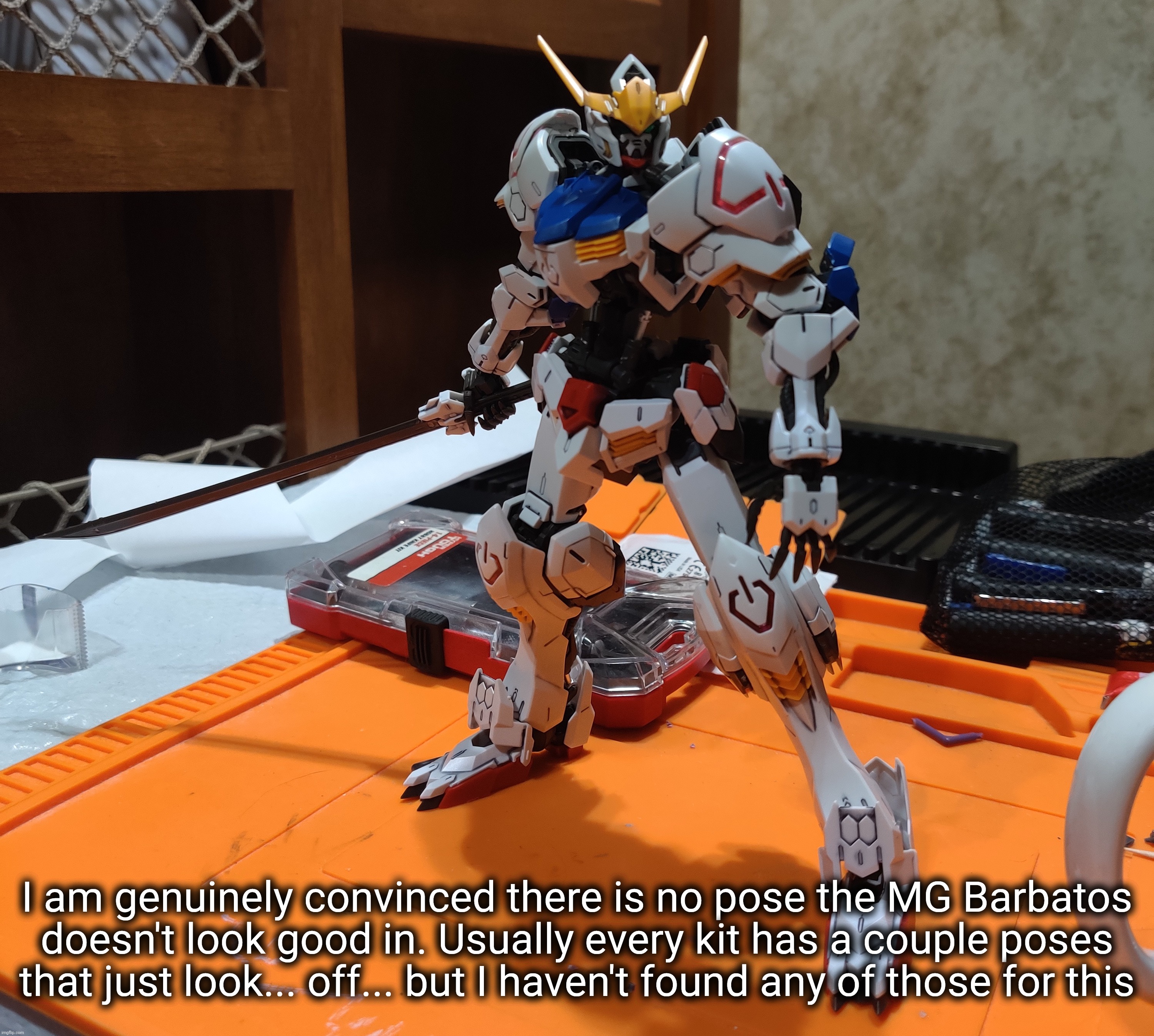 The funny thing is that this came out three years before the dom | I am genuinely convinced there is no pose the MG Barbatos doesn't look good in. Usually every kit has a couple poses that just look... off... but I haven't found any of those for this | made w/ Imgflip meme maker