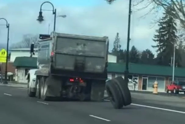 Truck loses wheel Blank Meme Template