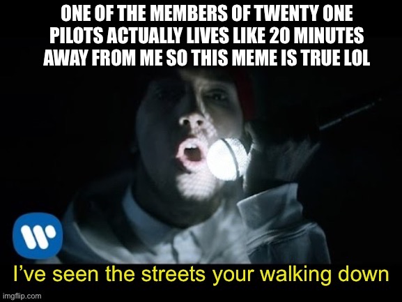 W twenty one pilots | ONE OF THE MEMBERS OF TWENTY ONE PILOTS ACTUALLY LIVES LIKE 20 MINUTES AWAY FROM ME SO THIS MEME IS TRUE LOL | image tagged in fairly local,twenty one pilots | made w/ Imgflip meme maker