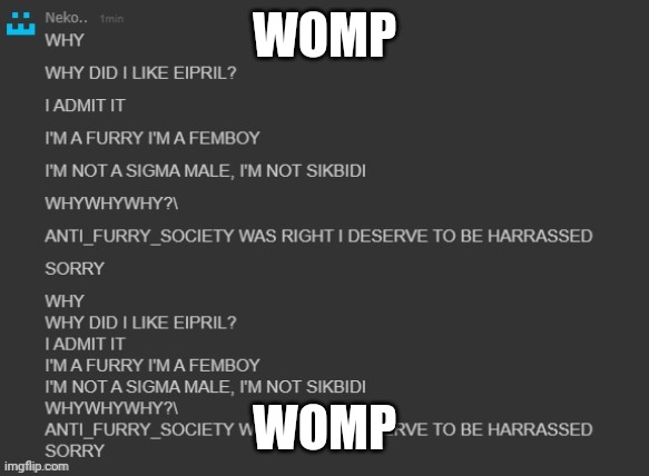 Neko screenshot | WOMP; WOMP | image tagged in neko screenshot,sad,sad but true | made w/ Imgflip meme maker