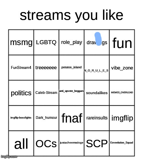 these streams fucking suck | image tagged in streams you like bingo | made w/ Imgflip meme maker