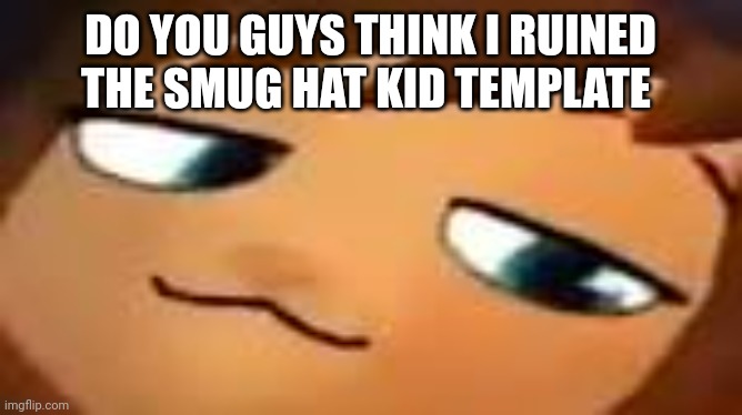 smug hat kid.mp4 | DO YOU GUYS THINK I RUINED THE SMUG HAT KID TEMPLATE | image tagged in smug hat kid mp4 | made w/ Imgflip meme maker