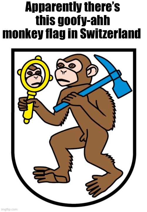 Monkey flag in Switzerland | Apparently there’s this goofy-ahh monkey flag in Switzerland | image tagged in monkey flag,europe,switzerland | made w/ Imgflip meme maker