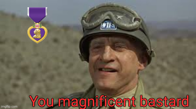 Patton: "You magnificent bastard!" | You magnificent bastard | image tagged in patton you magnificent bastard | made w/ Imgflip meme maker