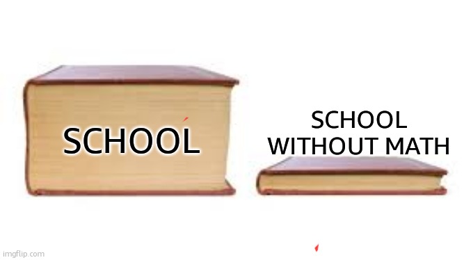 Big book small book | SCHOOL WITHOUT MATH; SCHOOL | image tagged in big book small book | made w/ Imgflip meme maker