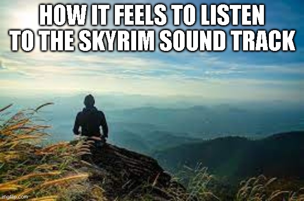 Such a serene song | HOW IT FEELS TO LISTEN TO THE SKYRIM SOUND TRACK | made w/ Imgflip meme maker