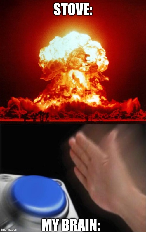 STOVE: MY BRAIN: | image tagged in nuke,memes,blank nut button | made w/ Imgflip meme maker