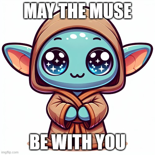 May the muse be with you | MAY THE MUSE; BE WITH YOU | image tagged in muse,art,write,force,yoda,star wars | made w/ Imgflip meme maker