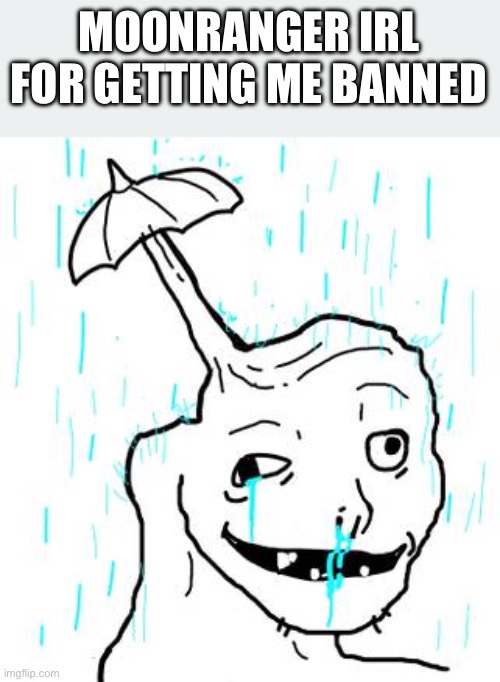 Brainlet rain | MOONRANGER IRL FOR GETTING ME BANNED | image tagged in brainlet rain | made w/ Imgflip meme maker
