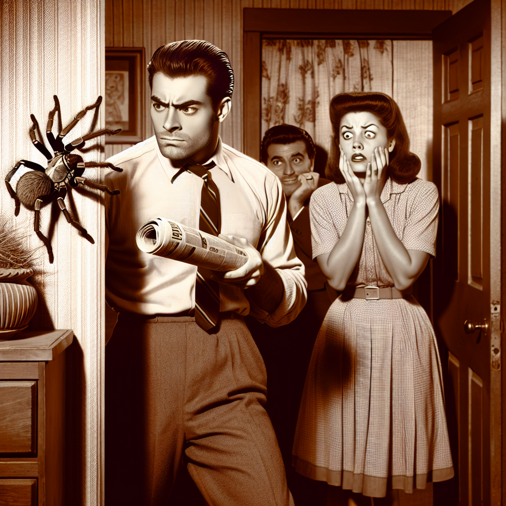 High Quality Husband Kills Spider as Scared Wife Watches Blank Meme Template