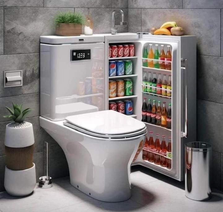 High Quality Bathroom with drinks and snacks Blank Meme Template