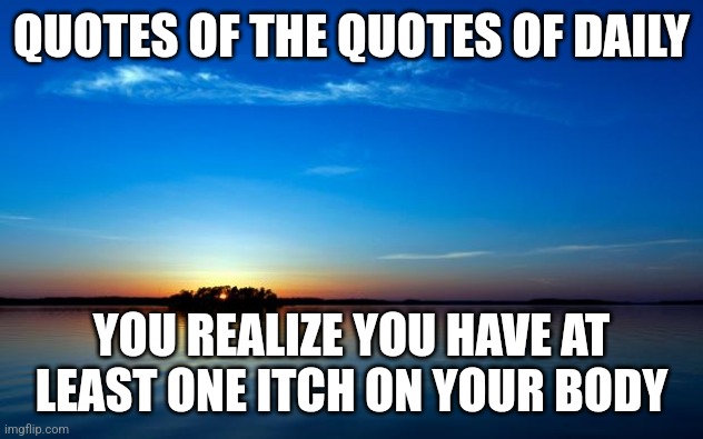 Missed a day | QUOTES OF THE QUOTES OF DAILY; YOU REALIZE YOU HAVE AT LEAST ONE ITCH ON YOUR BODY | image tagged in inspirational quote | made w/ Imgflip meme maker