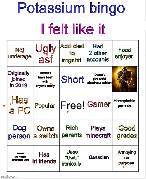 gay=man im in hell | image tagged in potassium bingo v3 | made w/ Imgflip meme maker