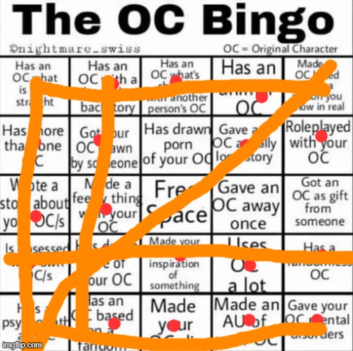 The OC bingo | image tagged in the oc bingo | made w/ Imgflip meme maker