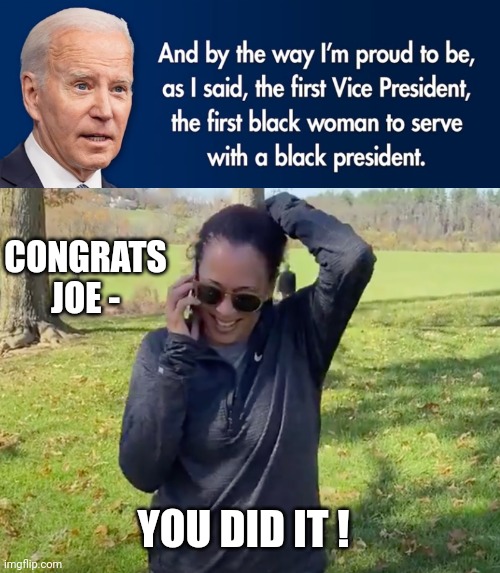 2025 - Black Prez with Vice Prez ? | CONGRATS
JOE -; YOU DID IT ! | image tagged in we did it joe,democrats,joe,liberals | made w/ Imgflip meme maker