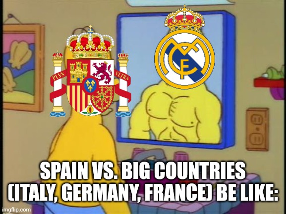 YES!!!! YES FOR SPAIN!! 2-1 AGAINST WORLD CUP RUNNERS UP FRANCE!!! OLEEEEE | SPAIN VS. BIG COUNTRIES (ITALY, GERMANY, FRANCE) BE LIKE: | image tagged in homer and the mirror,spain,france,euro 2024,futbol,memes | made w/ Imgflip meme maker