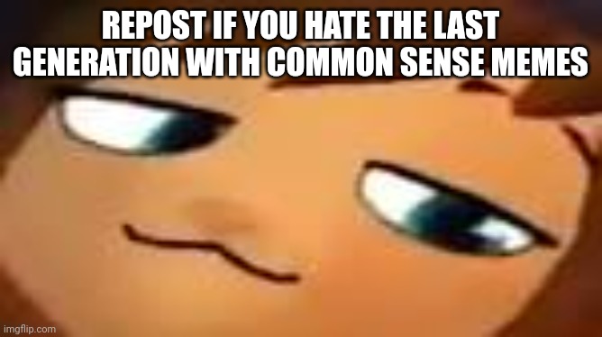 smug hat kid.mp4 | REPOST IF YOU HATE THE LAST GENERATION WITH COMMON SENSE MEMES | image tagged in smug hat kid mp4 | made w/ Imgflip meme maker