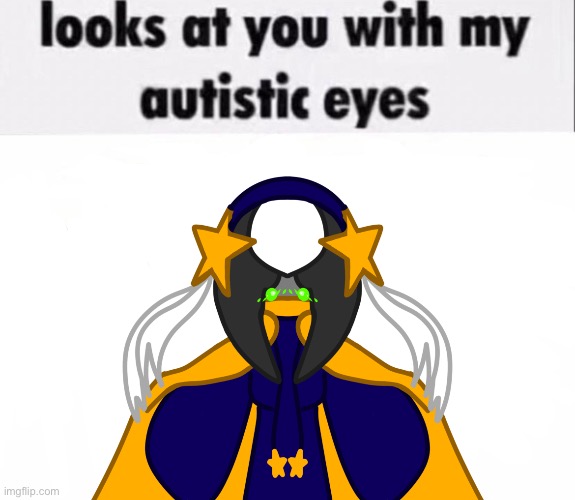 Got a sick ass wand at Ollivander's :3 | image tagged in cosmo looks at you with my autistic eyes | made w/ Imgflip meme maker