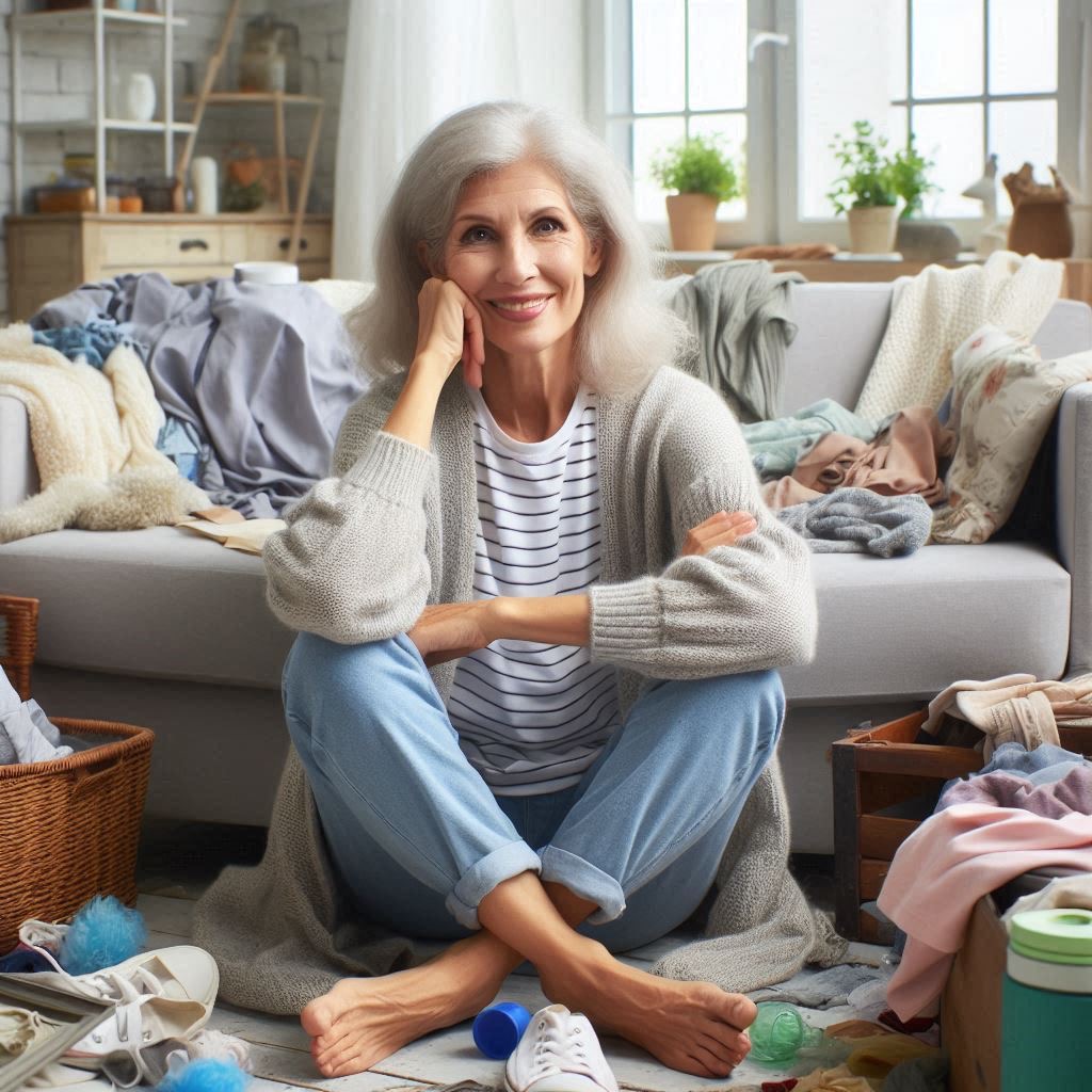 Woman in messy house Blank Meme Template