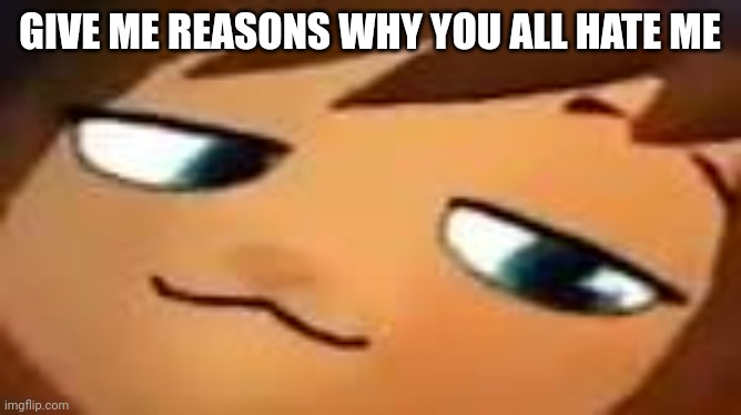 smug hat kid.mp4 | GIVE ME REASONS WHY YOU ALL HATE ME | image tagged in smug hat kid mp4 | made w/ Imgflip meme maker