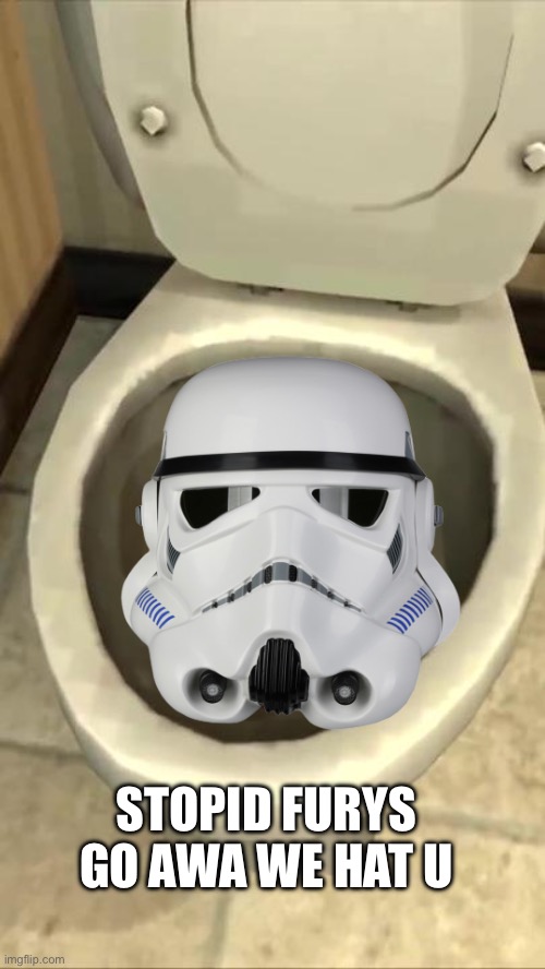 Skibidi toilet | STOPID FURYS GO AWA WE HAT U | image tagged in skibidi toilet | made w/ Imgflip meme maker