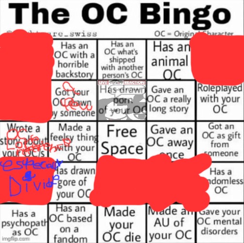 The OC bingo | image tagged in the oc bingo | made w/ Imgflip meme maker