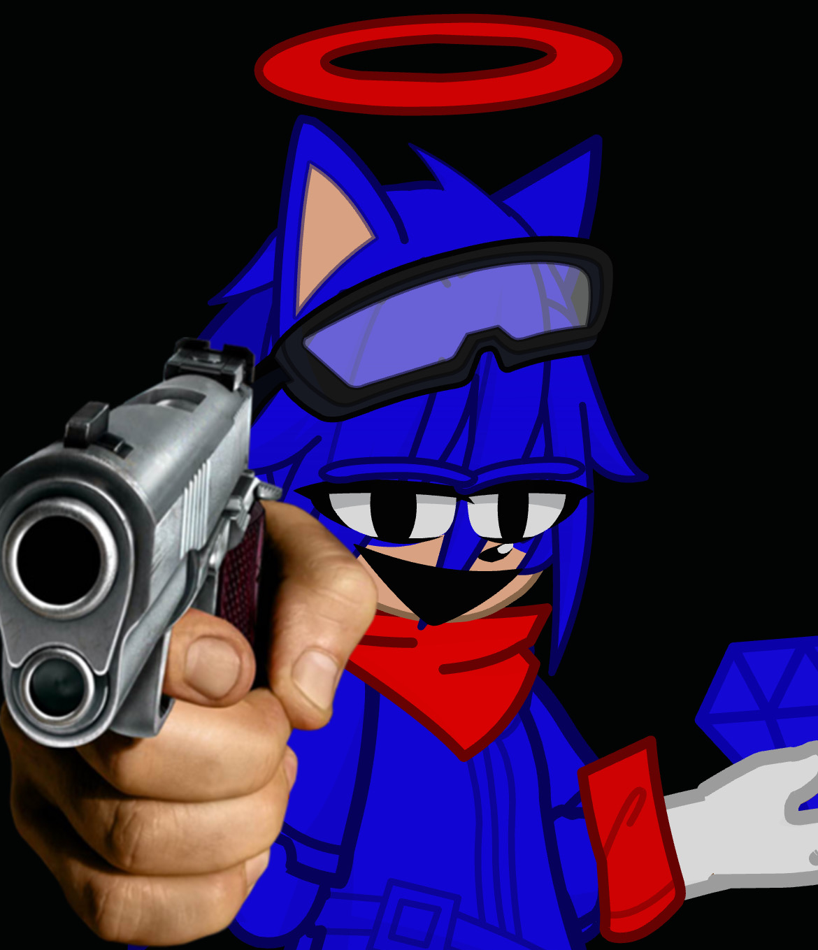 Blue with gun Blank Meme Template