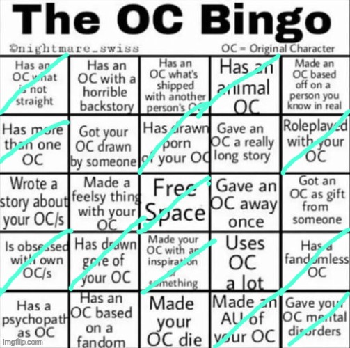 im so cool im awesome | image tagged in the oc bingo | made w/ Imgflip meme maker