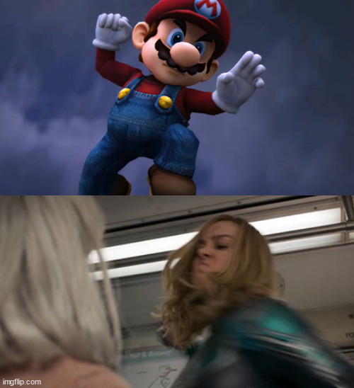 mario hates captain marvel | image tagged in mario hates,carol,captain marvel,funny memes,nintendo,super mario | made w/ Imgflip meme maker